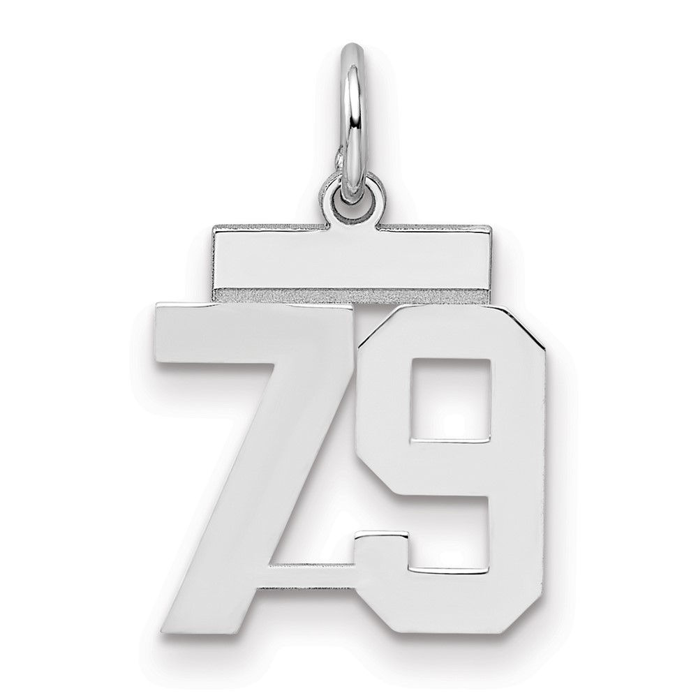 Sterling Silver Rhodium-plated Polished Number 79 Charm