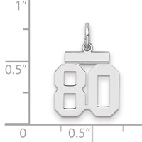 Sterling Silver Rhodium-plated Polished Number 80 Charm view 2