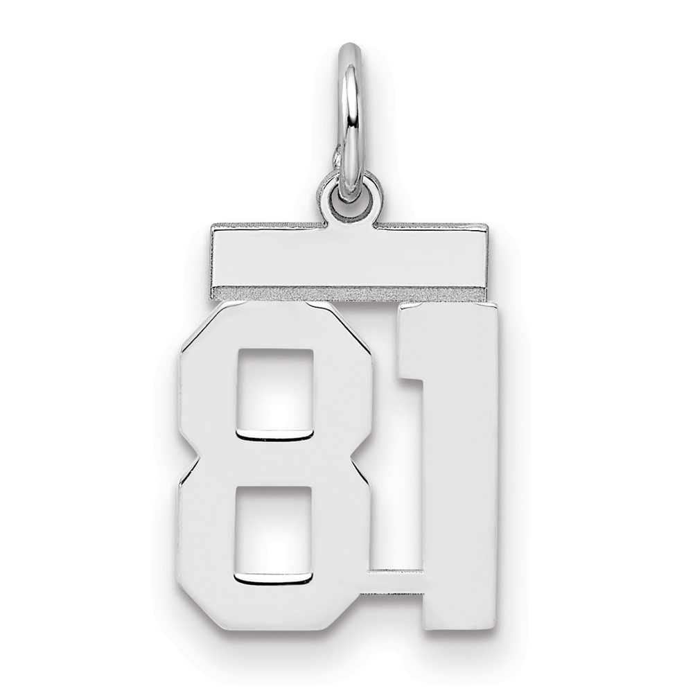 Sterling Silver Rhodium-plated Polished Number 81 Charm