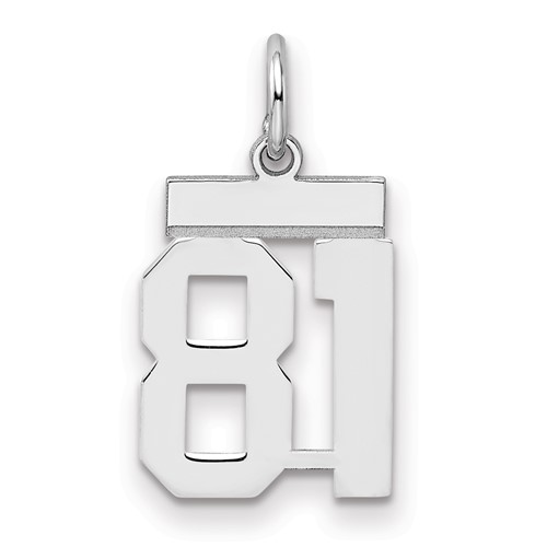 Sterling Silver Rhodium-plated Polished Number 81 Charm