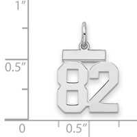 Sterling Silver Rhodium-plated Polished Number 82 Charm view 2