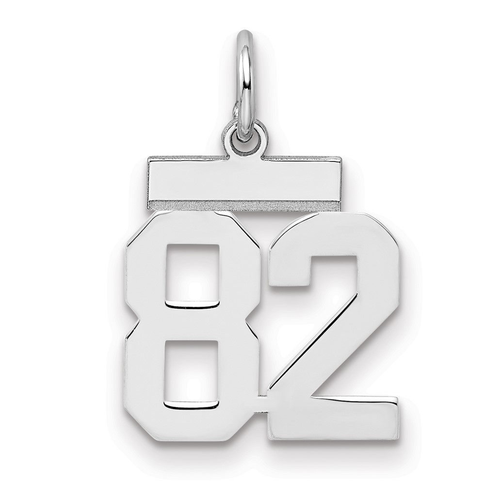 Sterling Silver Rhodium-plated Polished Number 82 Charm