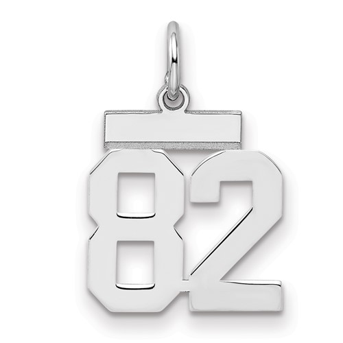 Sterling Silver Rhodium-plated Polished Number 82 Charm
