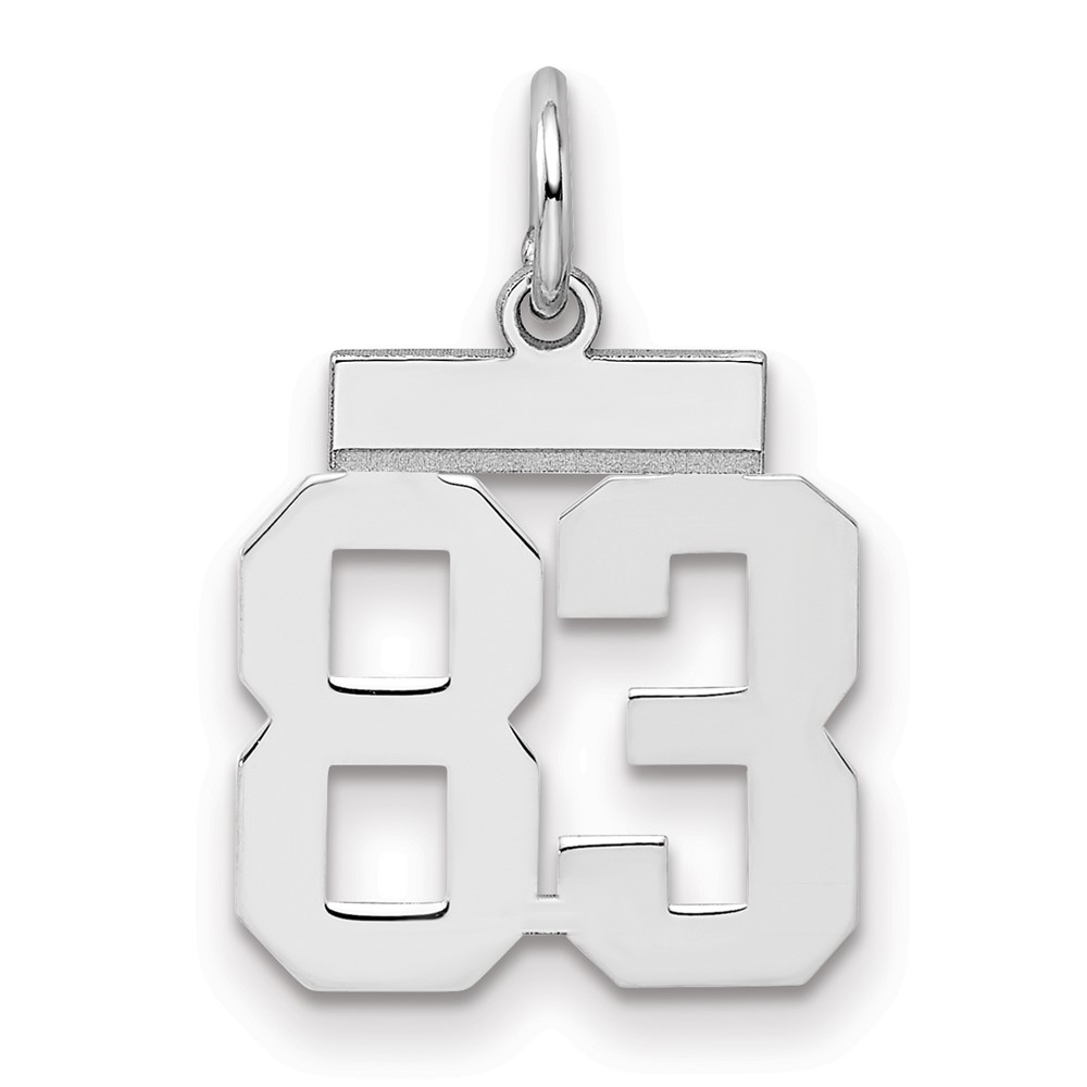 Sterling Silver Rhodium-plated Polished Number 83 Charm