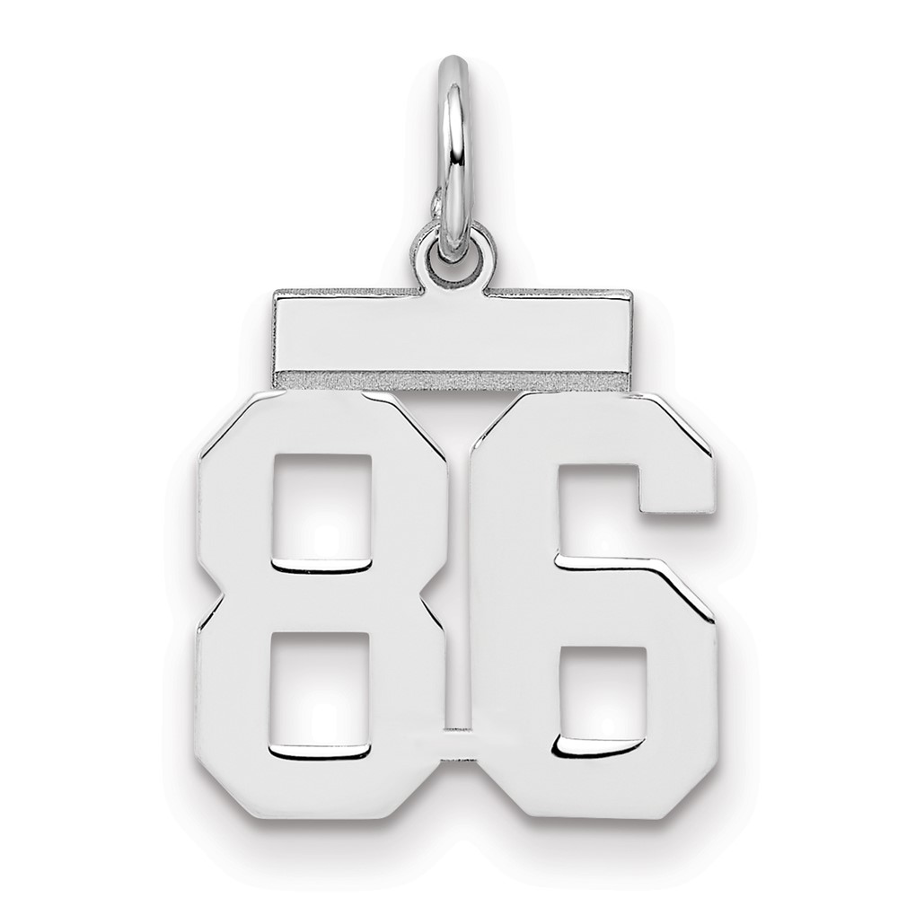 Sterling Silver Rhodium-plated Polished Number 86 Charm