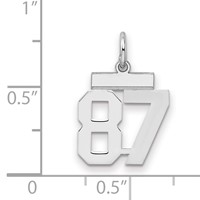 Sterling Silver Rhodium-plated Polished Number 87 Charm view 2