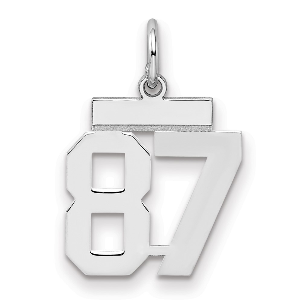 Sterling Silver Rhodium-plated Polished Number 87 Charm