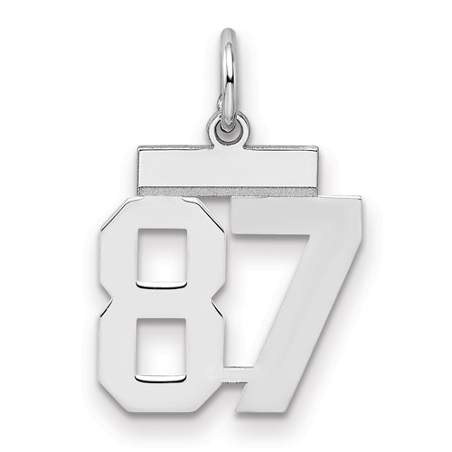 Sterling Silver Rhodium-plated Polished Number 87 Charm