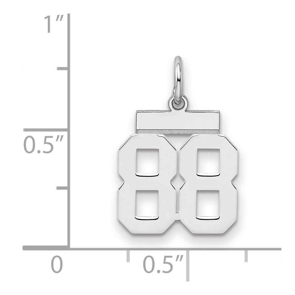 Sterling Silver/Rhodium-plated Polished Number 88 Charm (QSS88)
