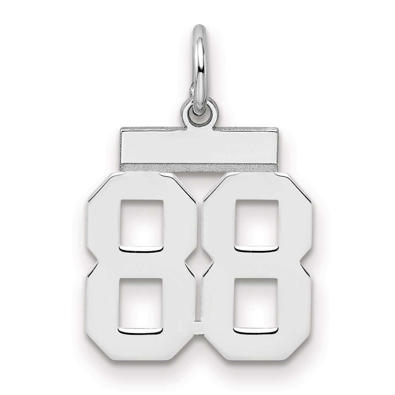 Sterling Silver/Rhodium-plated Polished Number 88 Charm (QSS88)