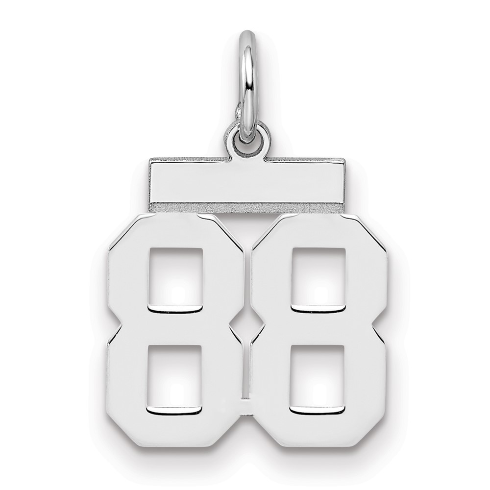 Sterling Silver Rhodium-plated Polished Number 88 Charm