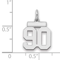 Sterling Silver Rhodium-plated Polished Number 90 Charm view 2
