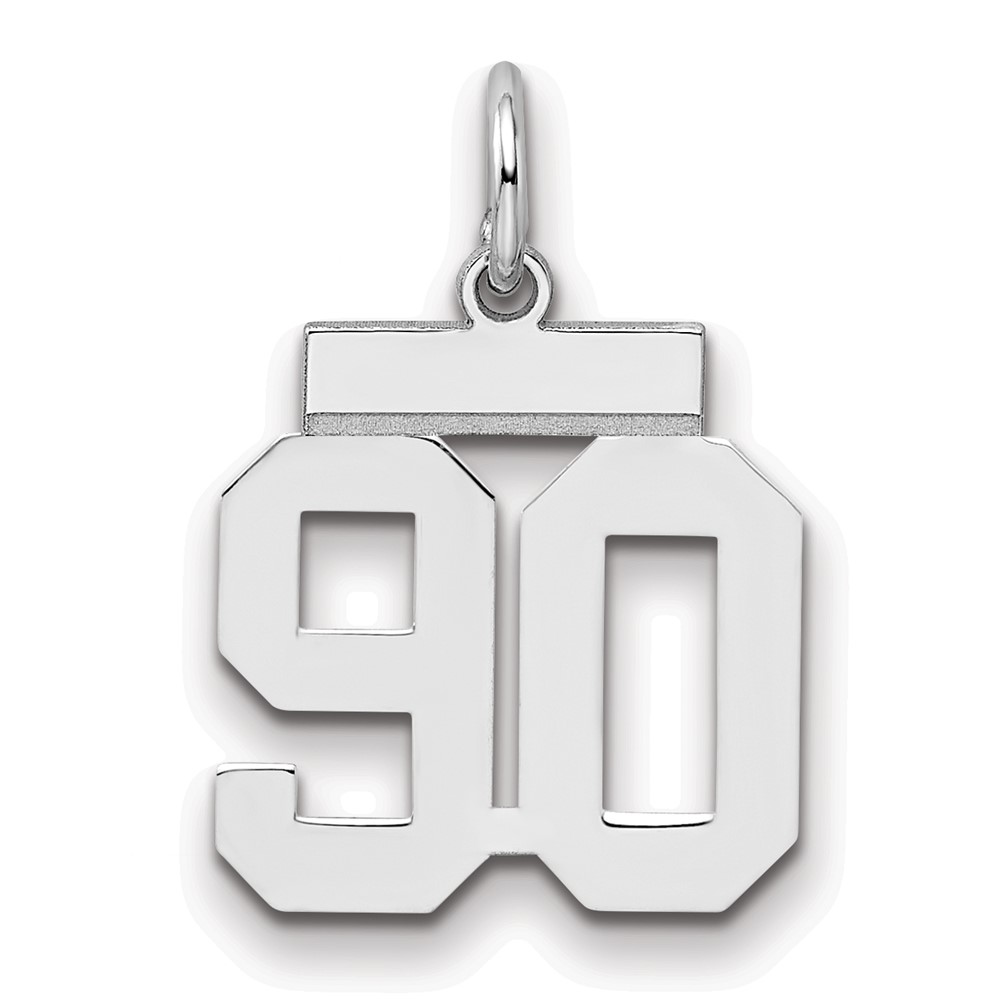 Sterling Silver Rhodium-plated Polished Number 90 Charm