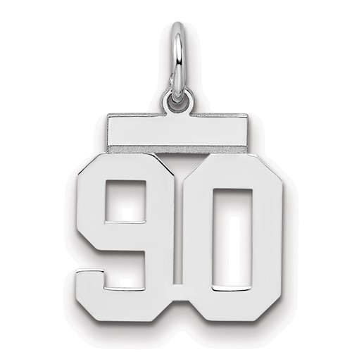 Sterling Silver Rhodium-plated Polished Number 90 Charm