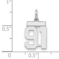 Sterling Silver Rhodium-plated Polished Number 91 Charm view 2