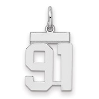 Sterling Silver Rhodium-plated Polished Number 91 Charm view 1