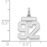 Sterling Silver Rhodium-plated Polished Number 92 Charm view 2
