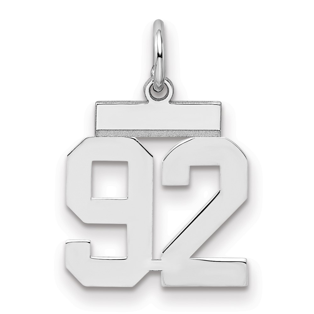 Sterling Silver Rhodium-plated Polished Number 92 Charm