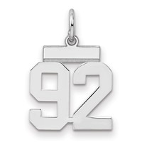 Sterling Silver Rhodium-plated Polished Number 92 Charm view 1