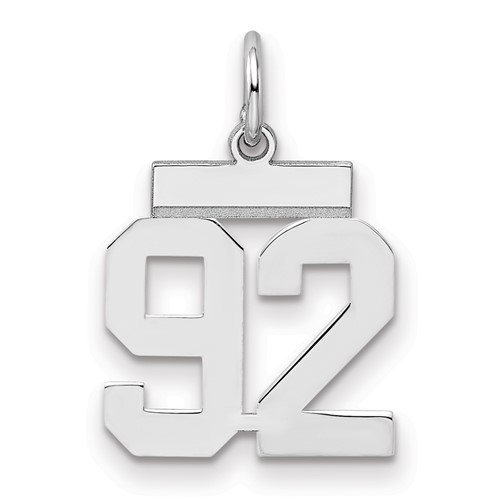 Sterling Silver Rhodium-plated Polished Number 92 Charm