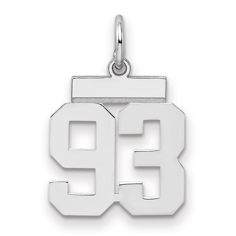 Sterling Silver Rhodium-plated Polished Number 93 Charm