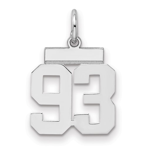 Sterling Silver Rhodium-plated Polished Number 93 Charm