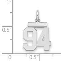 Sterling Silver Rhodium-plated Polished Number 94 Charm view 2