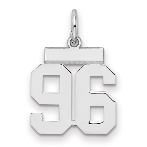 Sterling Silver Rhodium-plated Polished Number 96 Charm