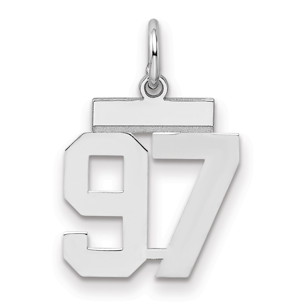 Sterling Silver Rhodium-plated Polished Number 97 Charm