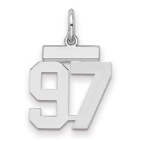 Sterling Silver Rhodium-plated Polished Number 97 Charm view 1