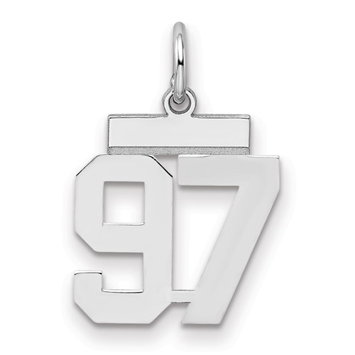 Sterling Silver Rhodium-plated Polished Number 97 Charm