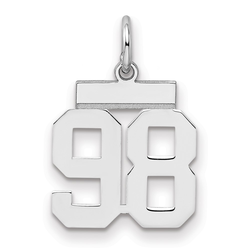 Sterling Silver Rhodium-plated Polished Number 98 Charm