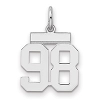 Sterling Silver Rhodium-plated Polished Number 98 Charm view 1