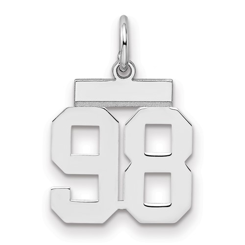 Sterling Silver Rhodium-plated Polished Number 98 Charm