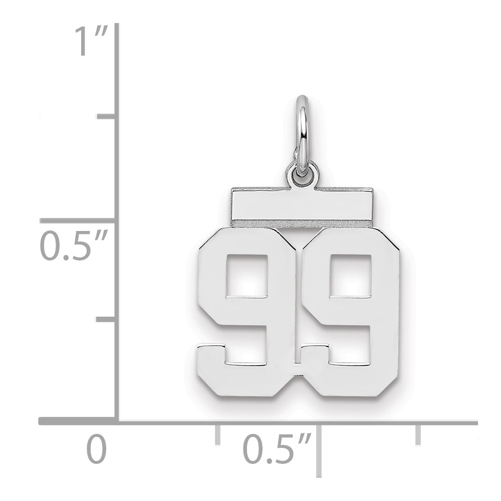Sterling Silver/Rhodium-plated Polished Number 99 Charm (QSS99)