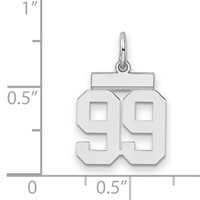 Sterling Silver Rhodium-plated Polished Number 99 Charm view 2