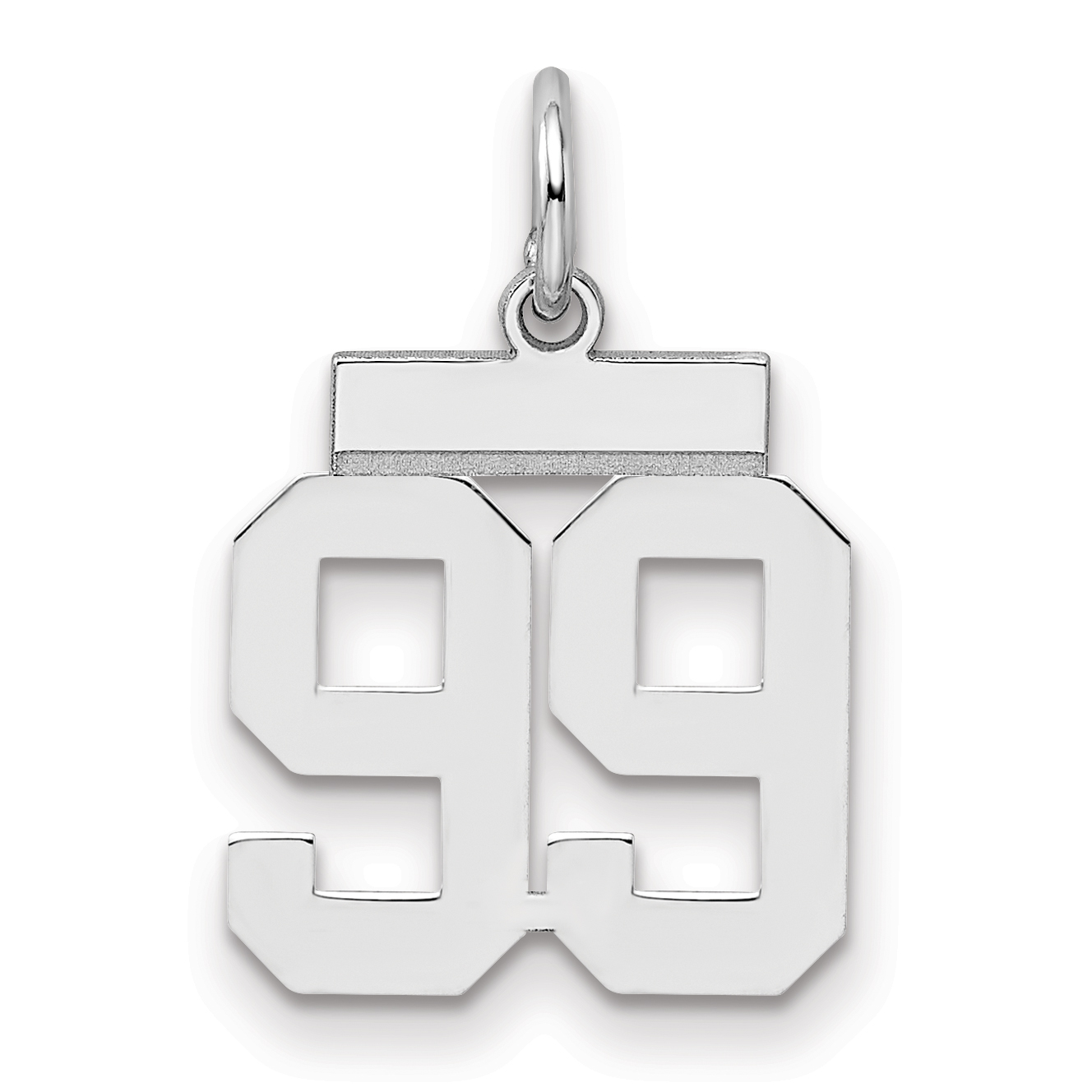 Sterling Silver/Rhodium-plated Polished Number 99 Charm (QSS99)