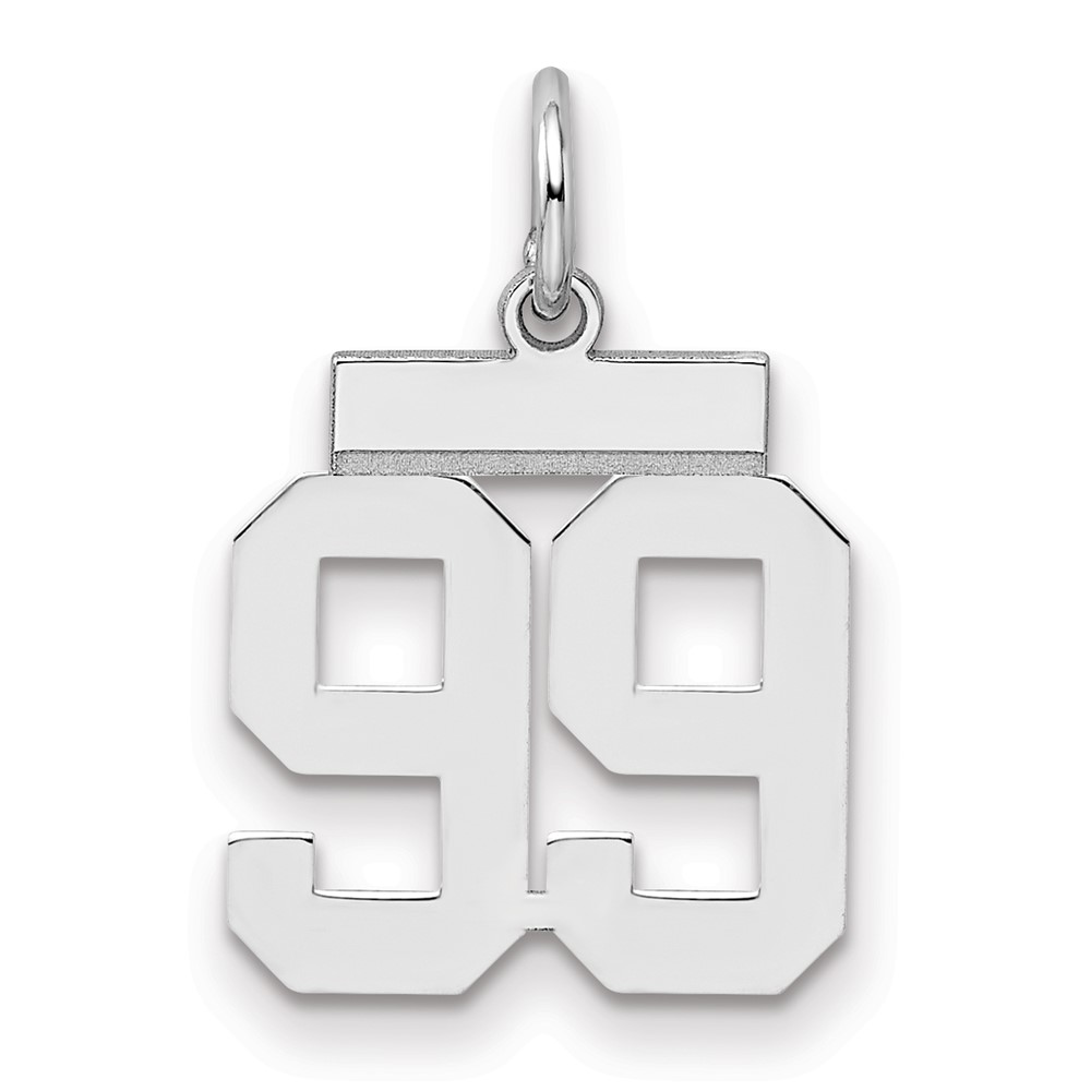 Sterling Silver/Rhodium-plated Polished Number 99 Charm (QSS99)