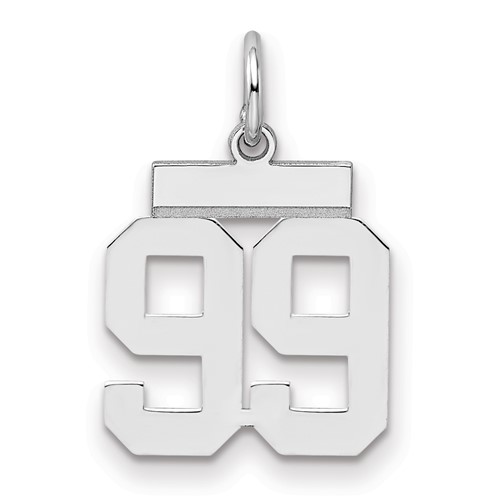 Sterling Silver Rhodium-plated Polished Number 99 Charm
