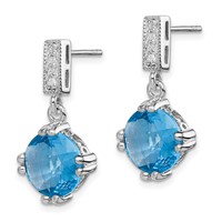 Sterling Silver Rhod-plated Blue and Clear CZ Pendant and Earring Set view 2