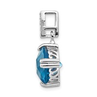 Sterling Silver Rhod-plated Blue and Clear CZ Pendant and Earring Set view 4
