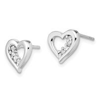 Sterling Silver Rhodium-plated CZ Heart Earring and Pendant Set view 2