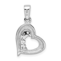 Sterling Silver Rhodium-plated CZ Heart Earring and Pendant Set view 3