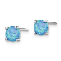 Sterling Silver Rhodium-plated Created Opal Pendant and Earring Set view 2