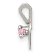 Sterling Silver Polished Pink CZ Heart Children's Necklace, Ring & Post Earrings Set, 15in Size 3 view 5