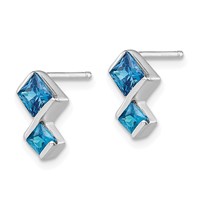 Sterling Silver Polished Blue Topaz Pendant and Post Earrings Set view 2