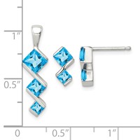 Sterling Silver Polished Blue Topaz Pendant and Post Earrings Set view 4