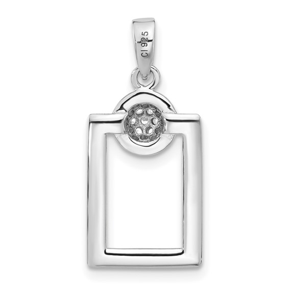 Sterling Silver RH-plated Micro Pave CZ Rectangle Earrings and Pendant Set