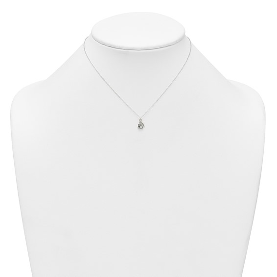 Sterling Silver Polished White CZ Angel Childrens 14 inch Necklace and Post Earrings Set