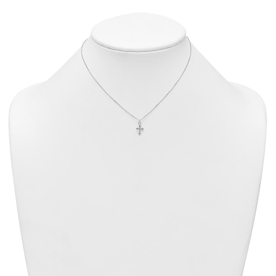 Sterling Silver Polished Cross Childrens 14 inch Necklace and Post Earrings Set